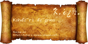 Kohári Ágnes névjegykártya