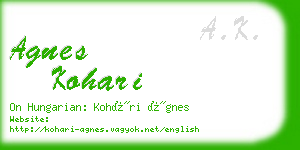 agnes kohari business card